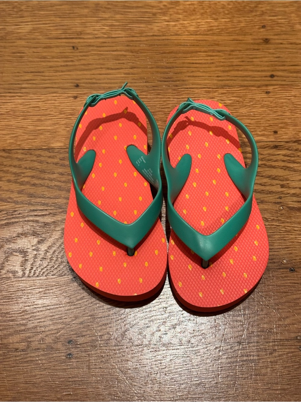 Old Navy kids Sz toddler 8c Strawberry-Pattern Flip Flops in Red & Teal NEW